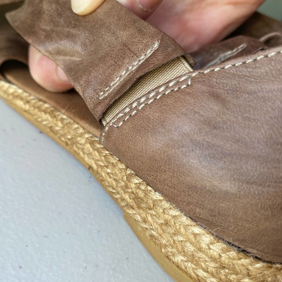 Eric Michael Handmade in Spain Brown leather espadrille Sandals Sz 36 US 5.5/6 - Picture 9 of 11